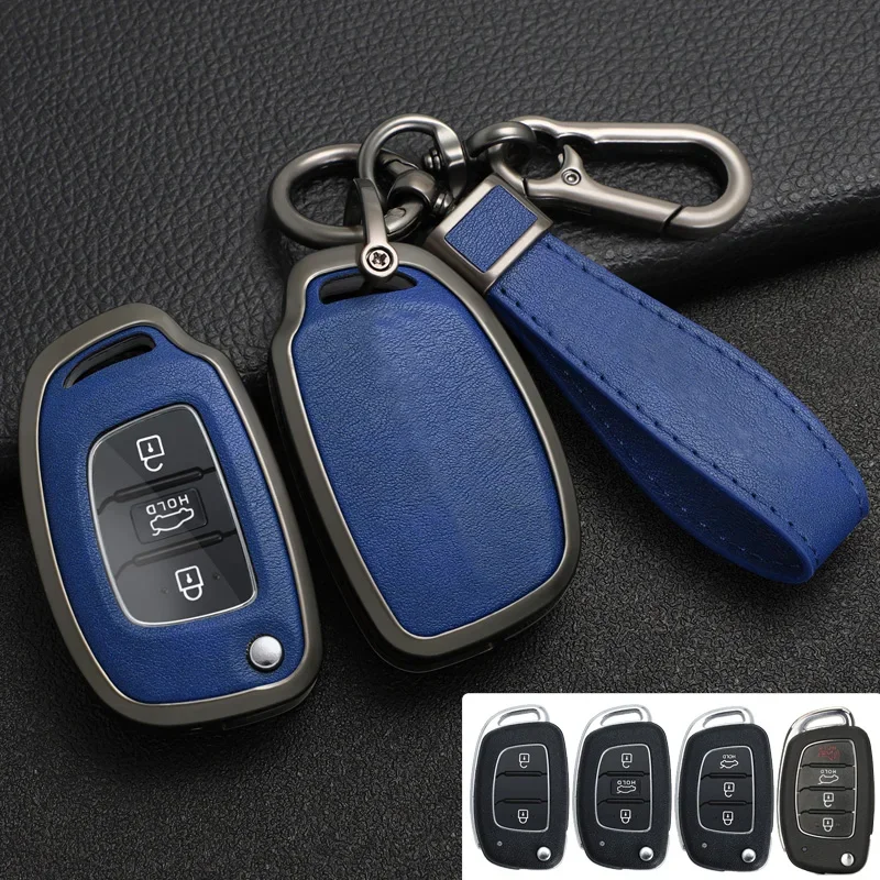 

Zinc Alloy + Leather Car Key Case Cover for Hyundai Solaris Creta Ix25 Kona Tucson Sonata I40 Elantra Ix35 I20 Ix45