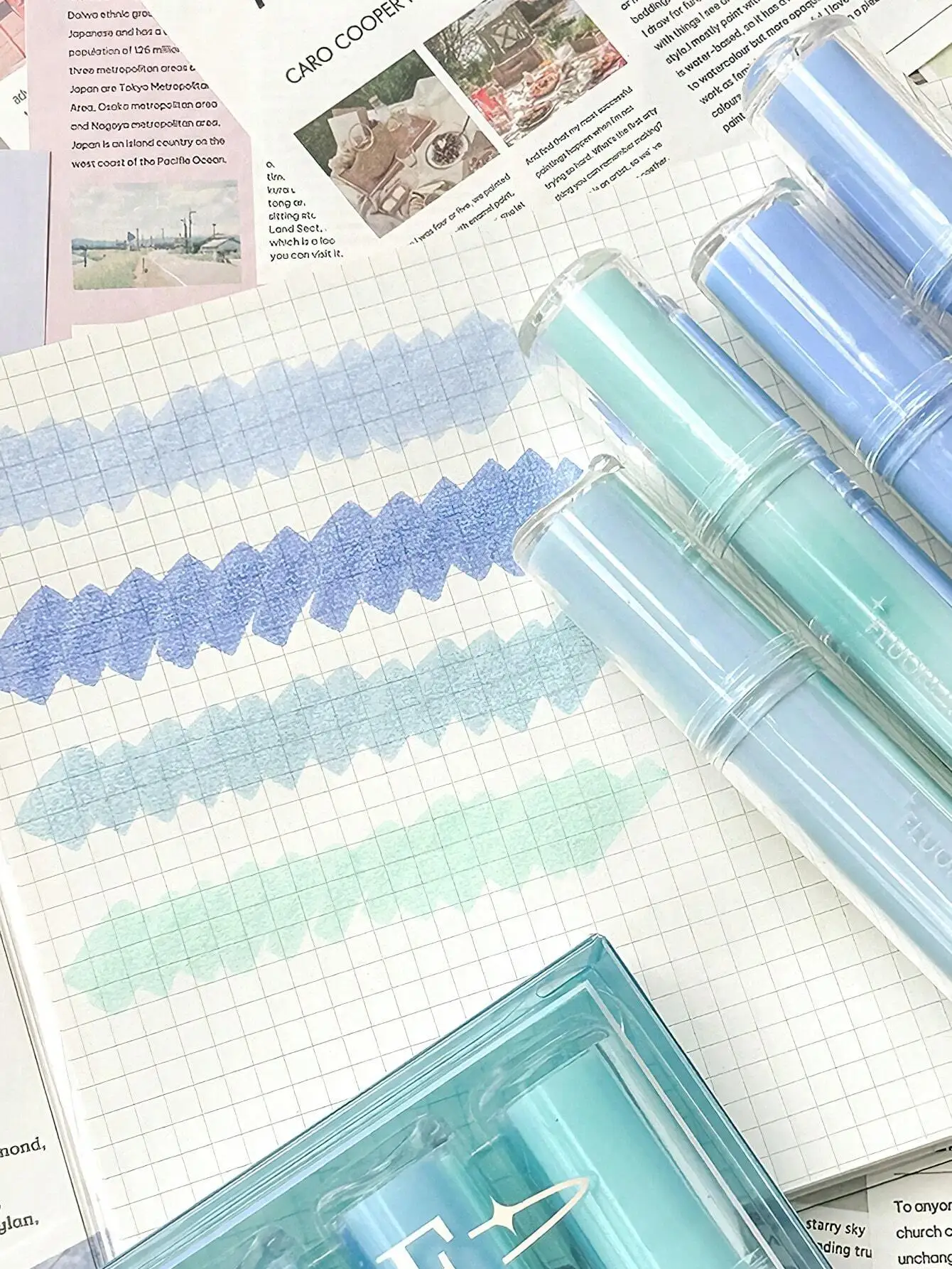 مجموعة أقلام تحديد على شكل ثلج شفاف مكونة من 4 قطع، طرف فرشاة مائل، بطانة علامة ملونة فلورسنت لرسم اللوحة