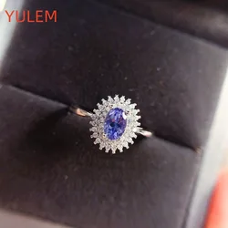 Natural Tanzanite Solid Sterling Silver 925 Ring 0.5Carats Genuine Gemstone Original Design Fine Jewelrys S925