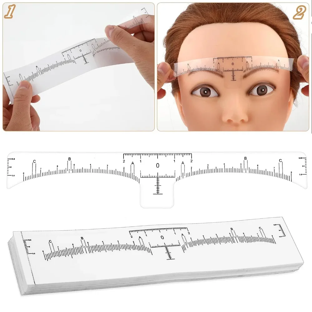 20/50/100Pcs Disposable Eyebrow Ruler Stencils Stickers Brow Mapping Measuring Shaper Makeup Tools