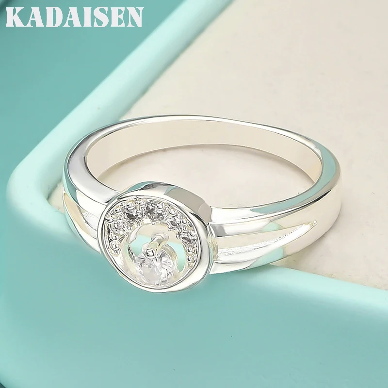 

925 Sterling Silver Full Moon Zircon 7-10# Ring For Women Wedding Charm Engagement Fashion Jewelry