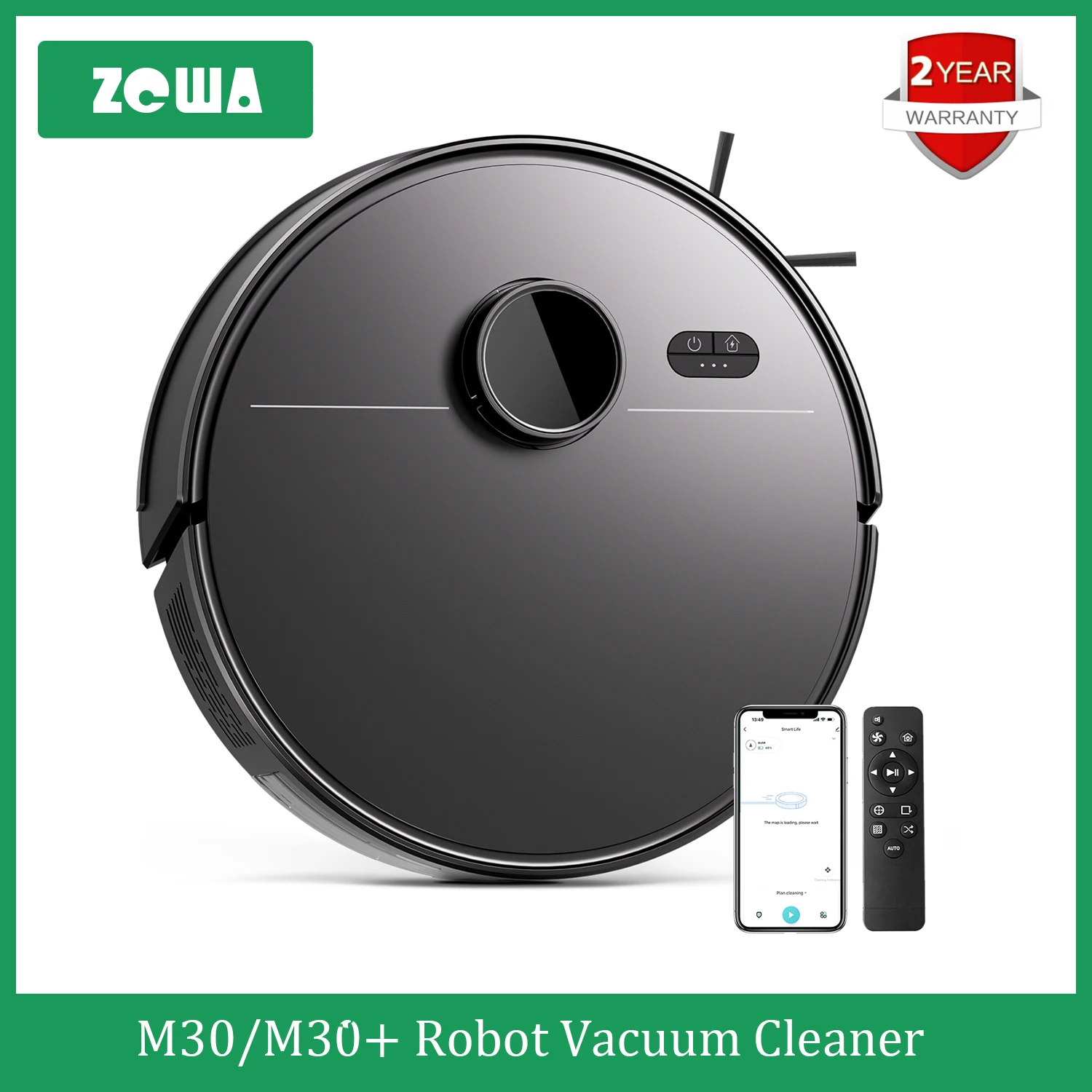 ZCWA M30 Robot Vacuum Cleaner with Auto-empty Dock,3000PA Suction, Multi-Floor Maping, Customized Wet Dry Room Cleaning