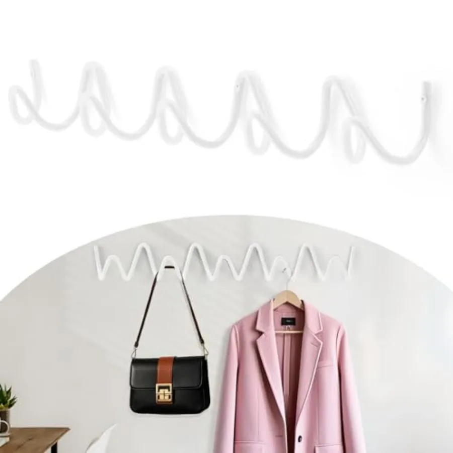 

Coat Rack Wall Mount Creative Wave Wall Hooks 20KG Capacity Easy Installation Multi-Purpose Hooks for Coat Hat Bag Umbrella