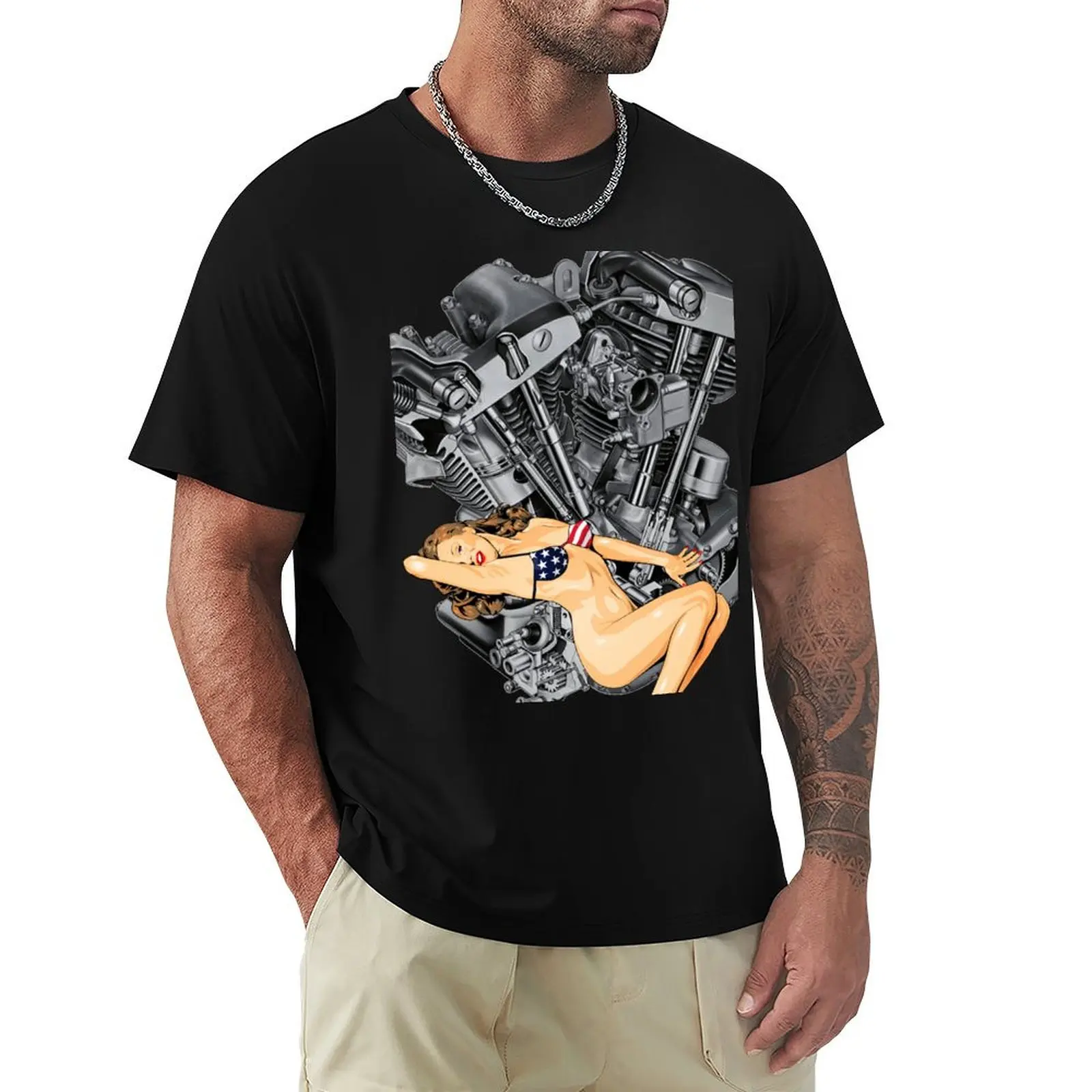 

Vintage HD Motorcycle VTwin ShovelHead Engine USA Bikini T-Shirt Louboutins oversized vintage graphic tee shirts men graphic