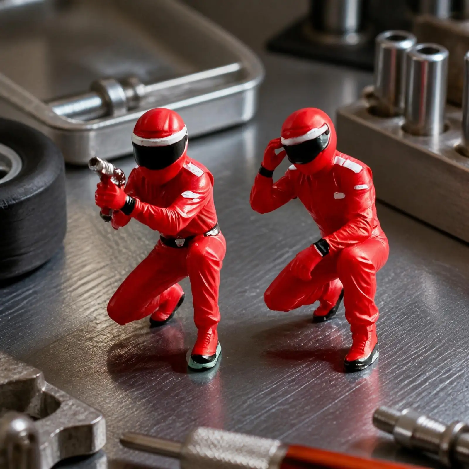 Auto Service Worker Miniature Figurine for 1 64 Scale Diorama Helmeted Resin Racing Man Collectible Display Model Kit