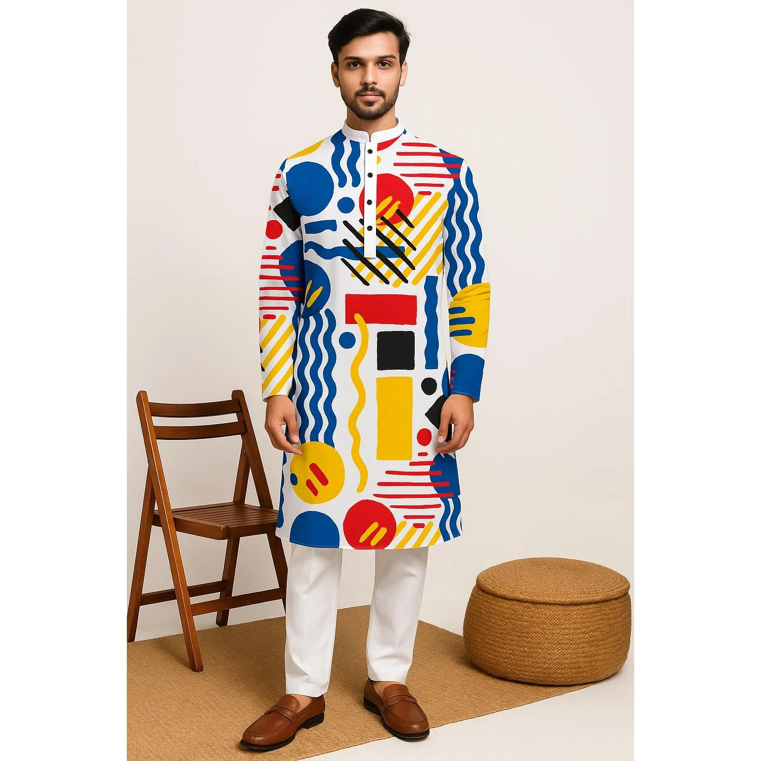 قفطان إسلامي دبي رداء رجالي بأكمام طويلة نمط عرقي 2026 بياقة واقفة ملابس عربية نمط وطني رداء إسلامي غير رسمي #4