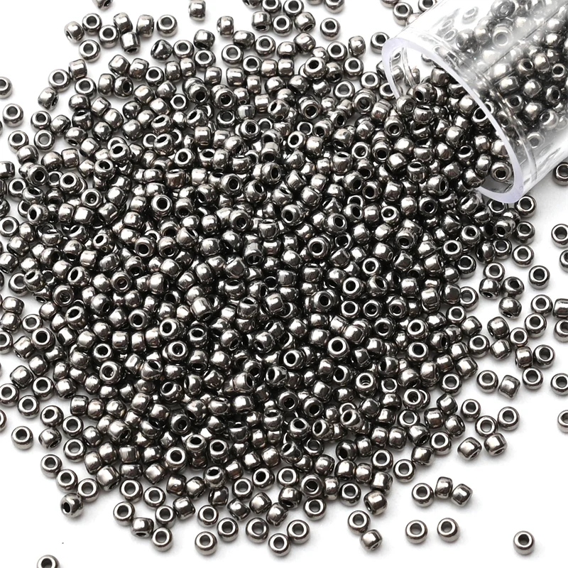 12 Gramm/Röhre, 2 mm, metallische Rocailles, japanische runde Glas-Rocailles für DIY-Handarbeit, Kleid, Schmuck, Nähen, 1200 Stück