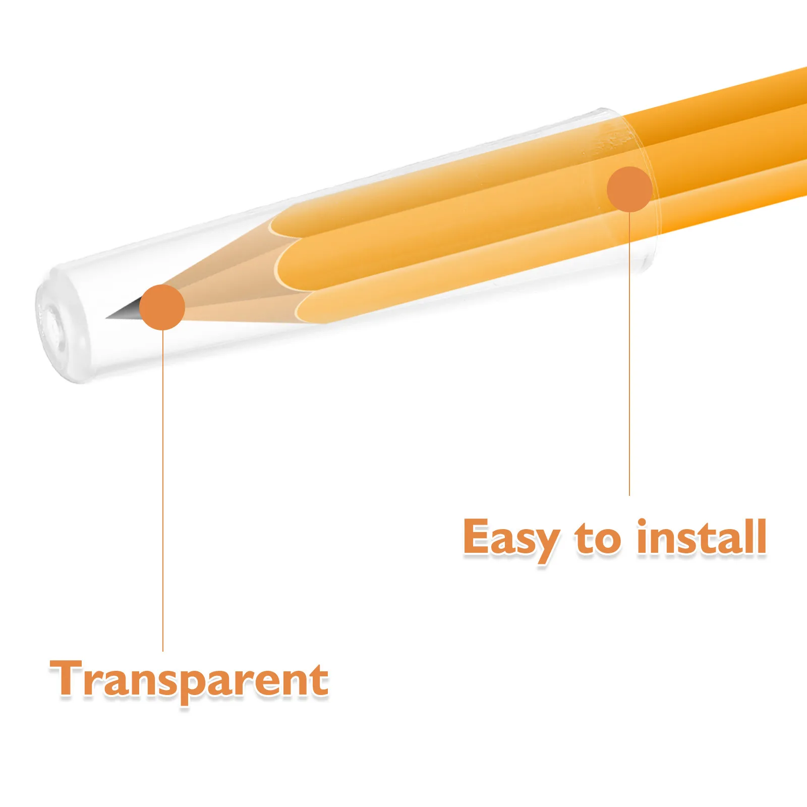 50Pcs Pencil Cap Extender Clear Plastic Pencil Protector Cover Versatile Use for Eyebrow Pencils Short Pencils Comfort Grip