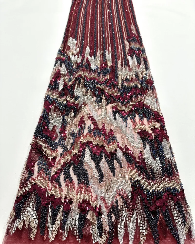 Africa Nigerian Beaded French Mesh Lace With Sequins High Quality 2025 Embroidery Lace Sequins Lace For Wedding Dresses Women