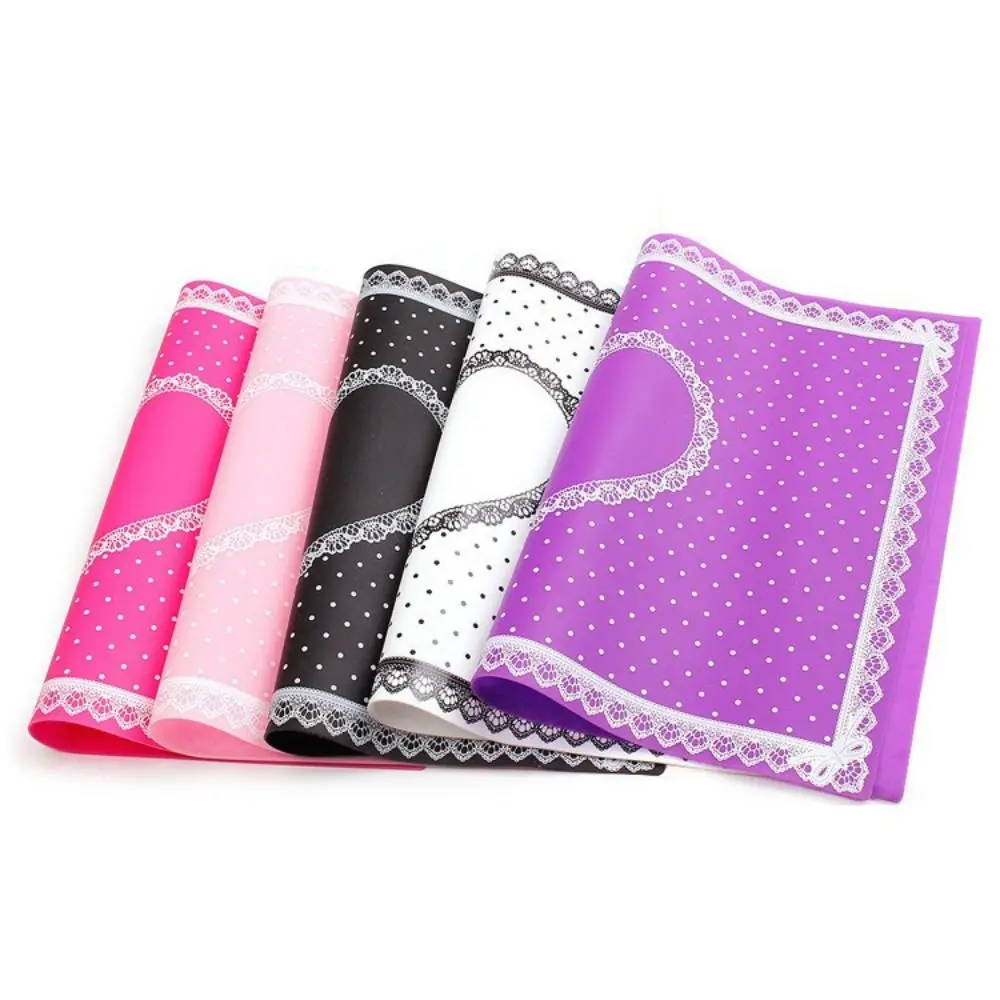 Foldable Nail Art Mat Washable Non-Slip Drainage Silicone Table Cover Lace Design Anti-Slip Hand Pillow Pad Photo Background