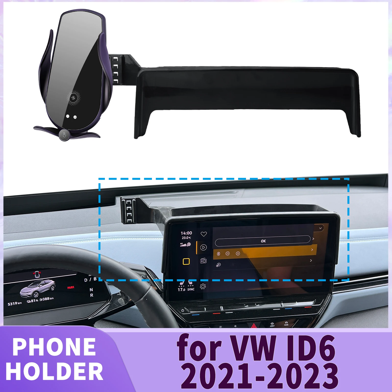 

fit for VW ID6 ID.6 2021 2022 2023 Screen Base Phone Holder Mount ​​ Secure Clip Car​​ accessoires
