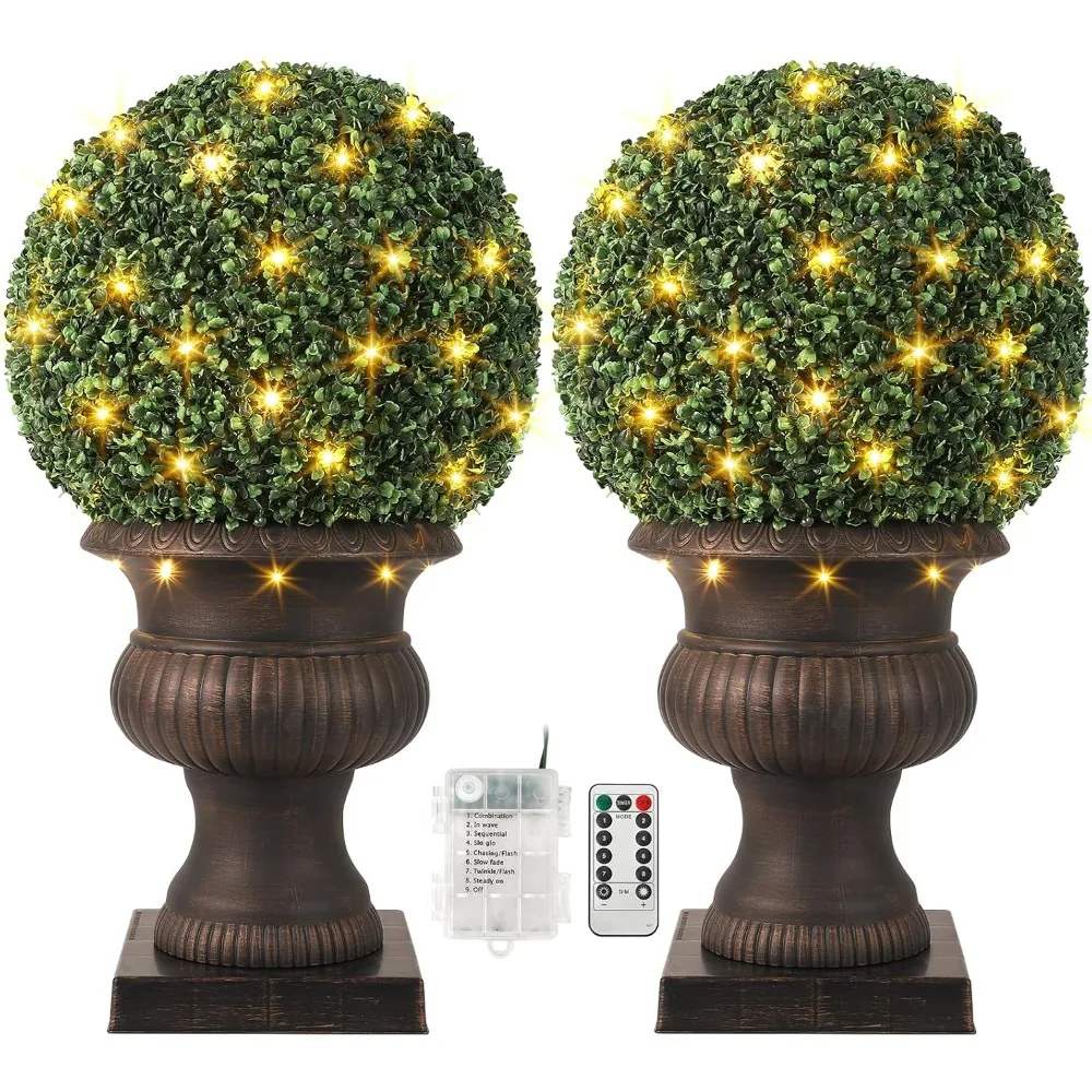 

20 Inch Artificial Plant Shaping Ball, Pre Ignited Artificial Shaping Plant with 50 Lights, Timer, and Remote Control