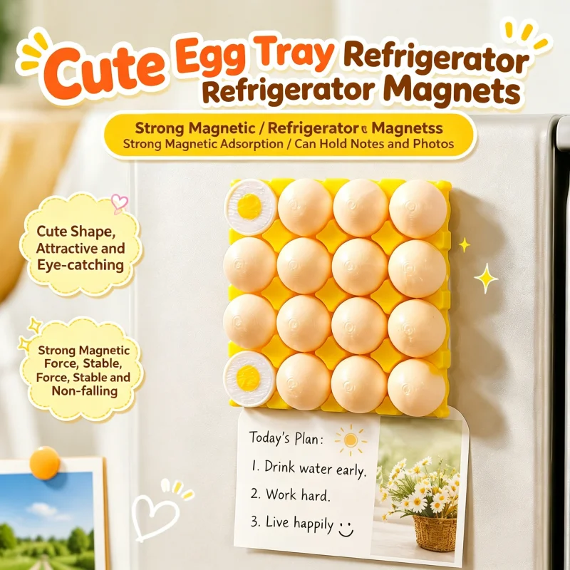 3D Creative Egg Carton Refrigerator Magnets, Detachable Egg-Shaped Magnetic Set, Household Photo Memo Fixing Magnets, Quirky and Fun Kitchen Decoration Items