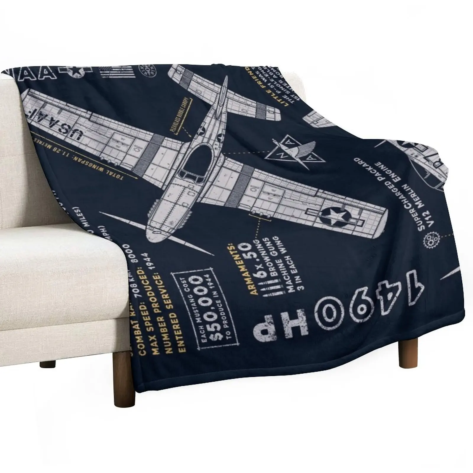 

P-51 Mustang Throw Blanket Soft Bed Blankets Flannel Fabric Beach Blanket