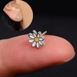 Huitan Daisy Earrings for Women Dainty Flower Stud Earrings Daily Wear Exquisite Piercing Accessories Gift Fashion Jewelry