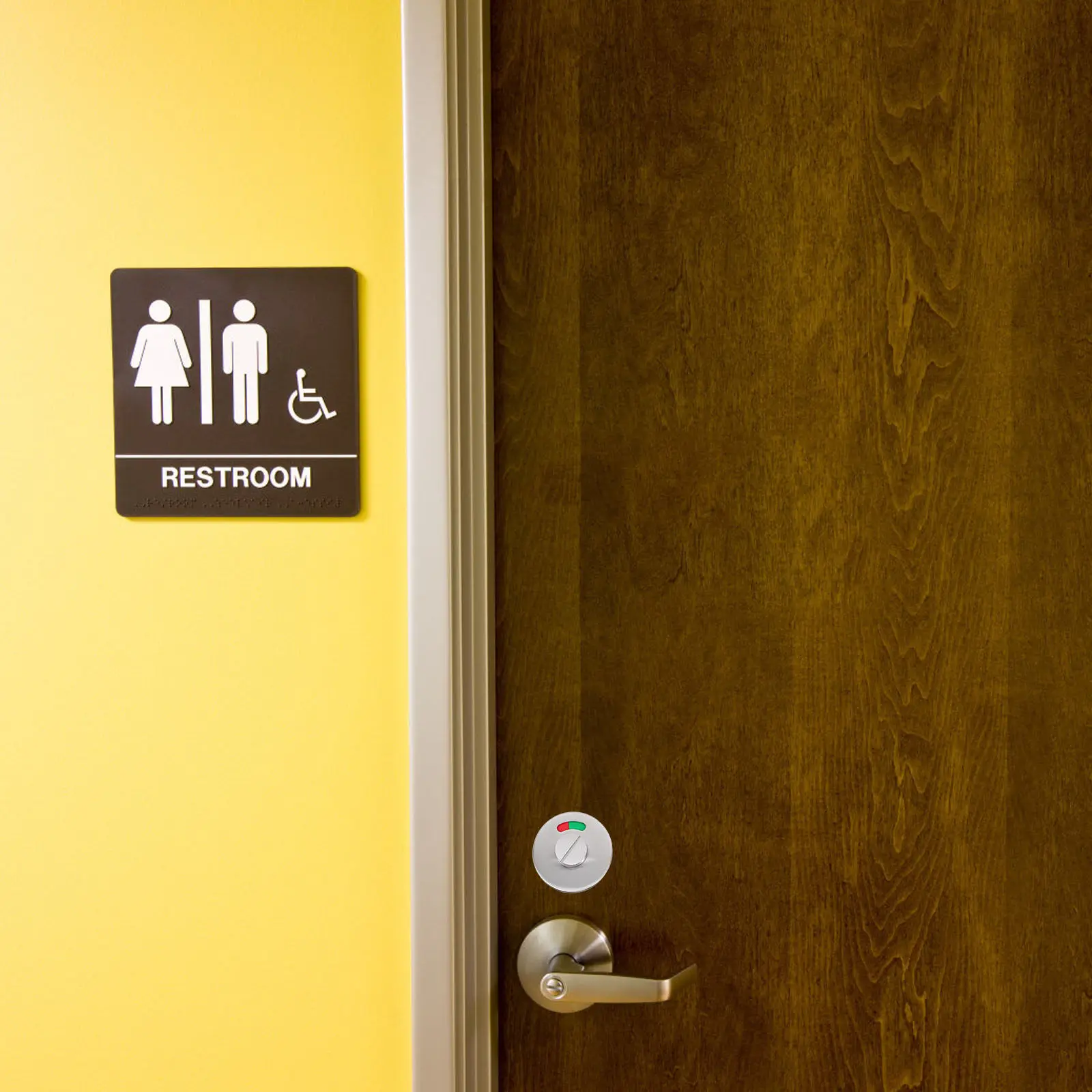 

304 Brushed Stainless Steel Privacy Door Lock with Hollow Turn Knob Red Green Indicator Bolt for Restroom Shower Toilet