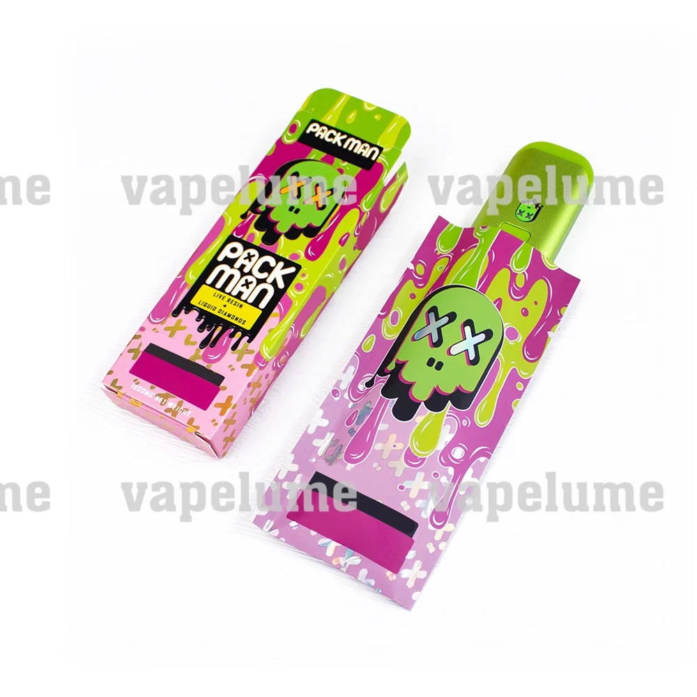 Packman Empty Disposable Vape Pen 1ml Electric Cigarettes No Liquid Machine Alumnium Foil Paper Packaging 2ml LCD Display Screen