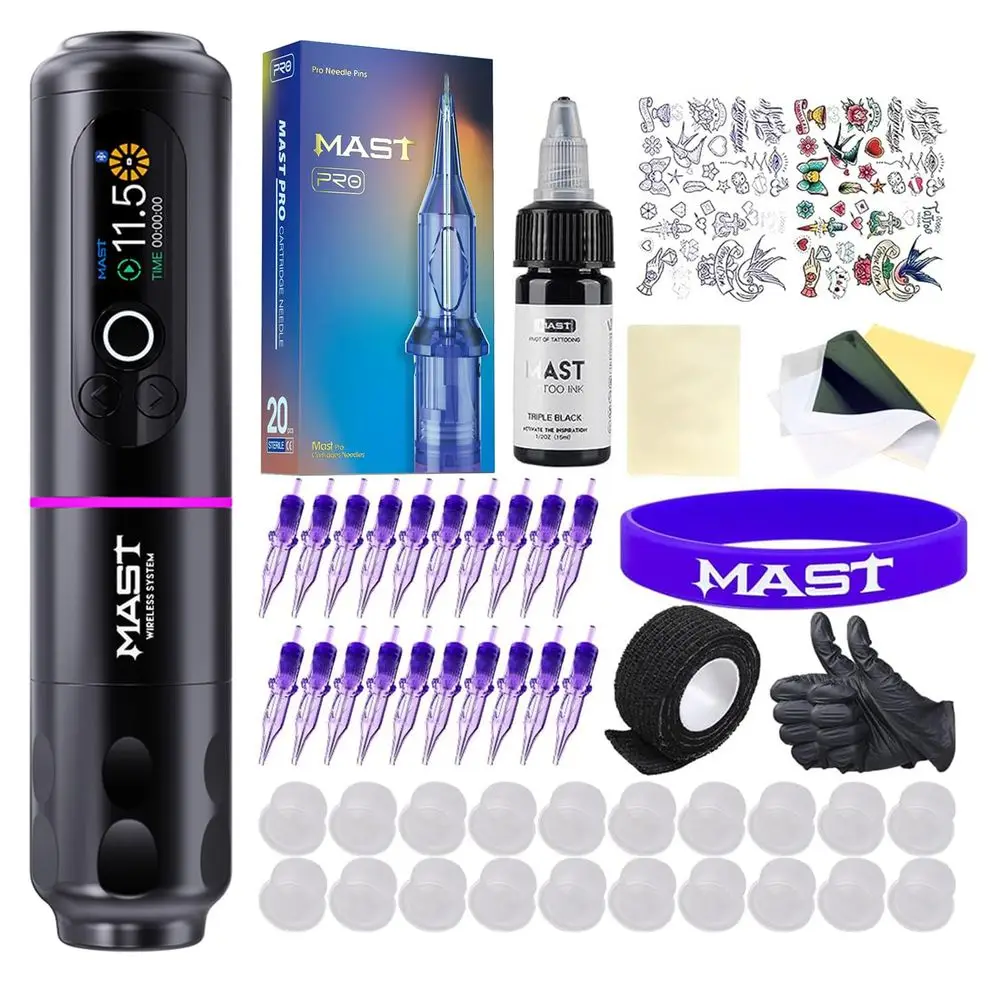 

Advanced Archer2 Tattoo Kit, Wireless Tattoo Gun Pen, Complete Tattoo Kit with Motor, Professional Tattoo Needles Cartridges, Bl