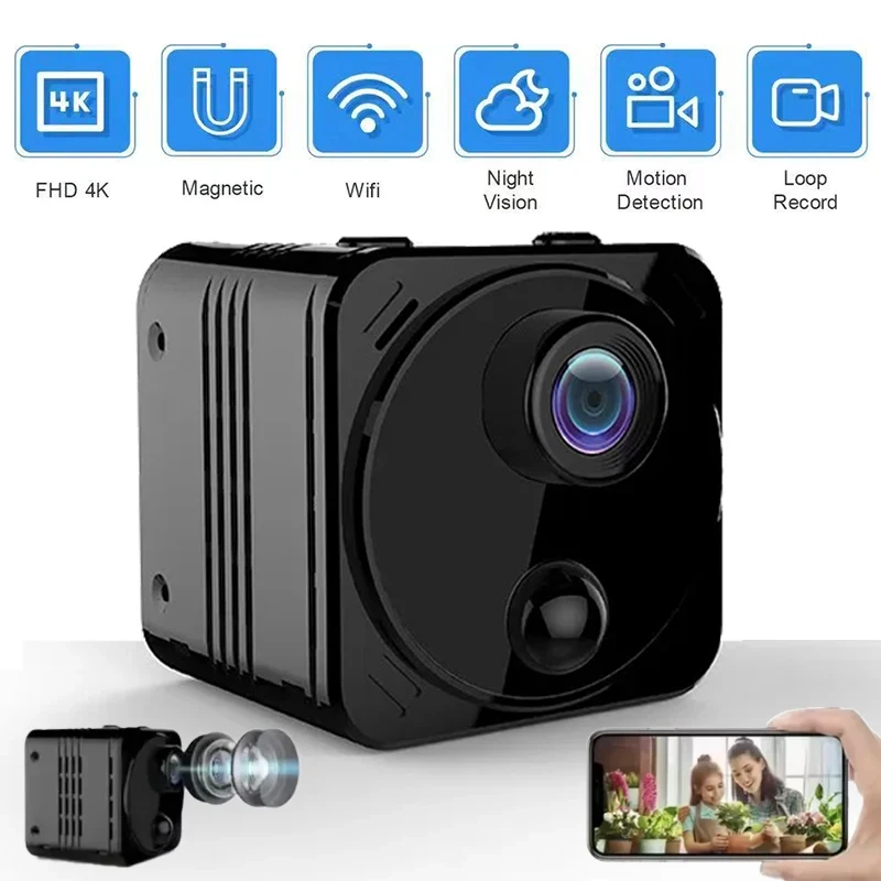 

4K Full HD WiFi Mini Camera IR Night Vision Motion Detection Home Micro Video Voice Recorder Battery Camcorder APP Small Camera