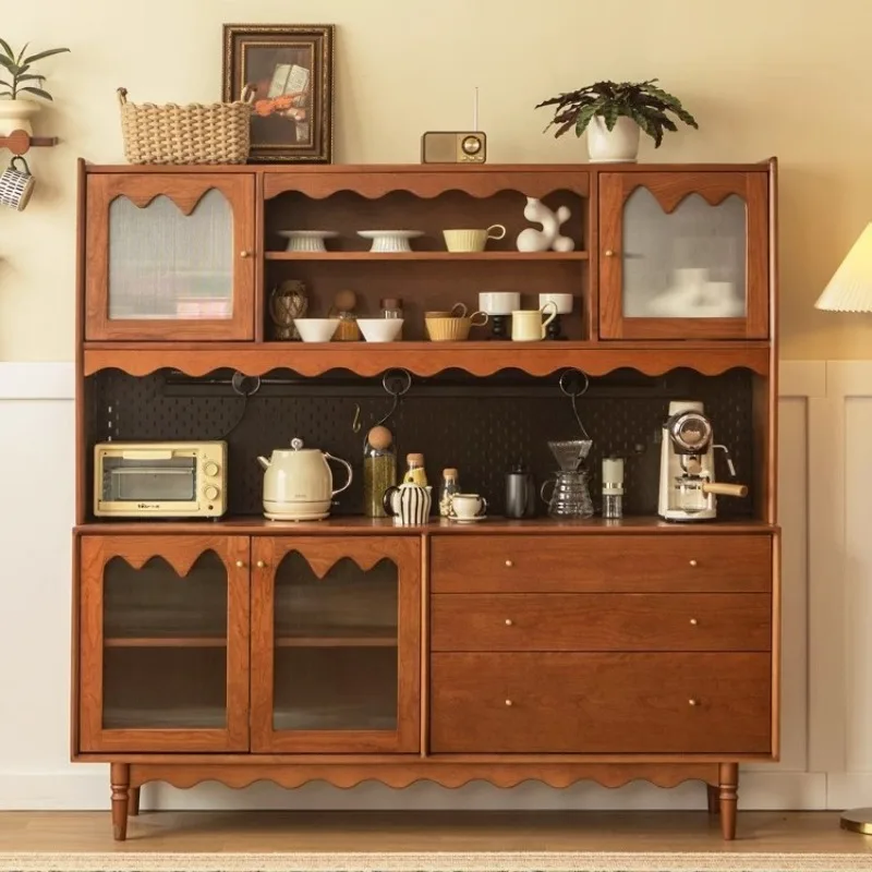 

Nordic solid wood dining side cabinet household small apartment against the wall multi-functional display cabinet