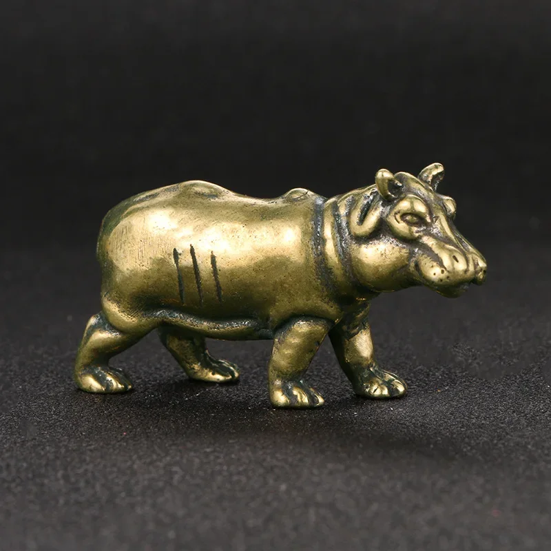 Solid Copper Hippopotamus Ornaments Brass Retro Tea Pet Metal Figurines Collection of Crafs Home Decor Accessories Souvenir Gift