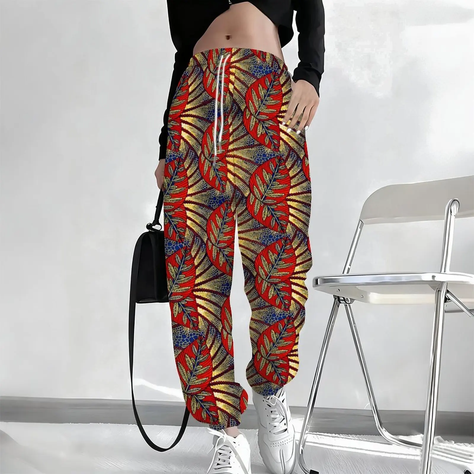Fashion Casual Pants Autumn Trousers Vintage Elegant Joggers Women's Drawstring Pants Winter Printed Sport Pants