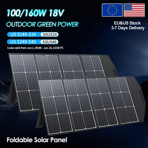 4-Fold 160W 100W Portable Solar Panels Foldable Solar Panel Charger USB 18V DC Full Time Power Solar Panel Mobile Power Supply