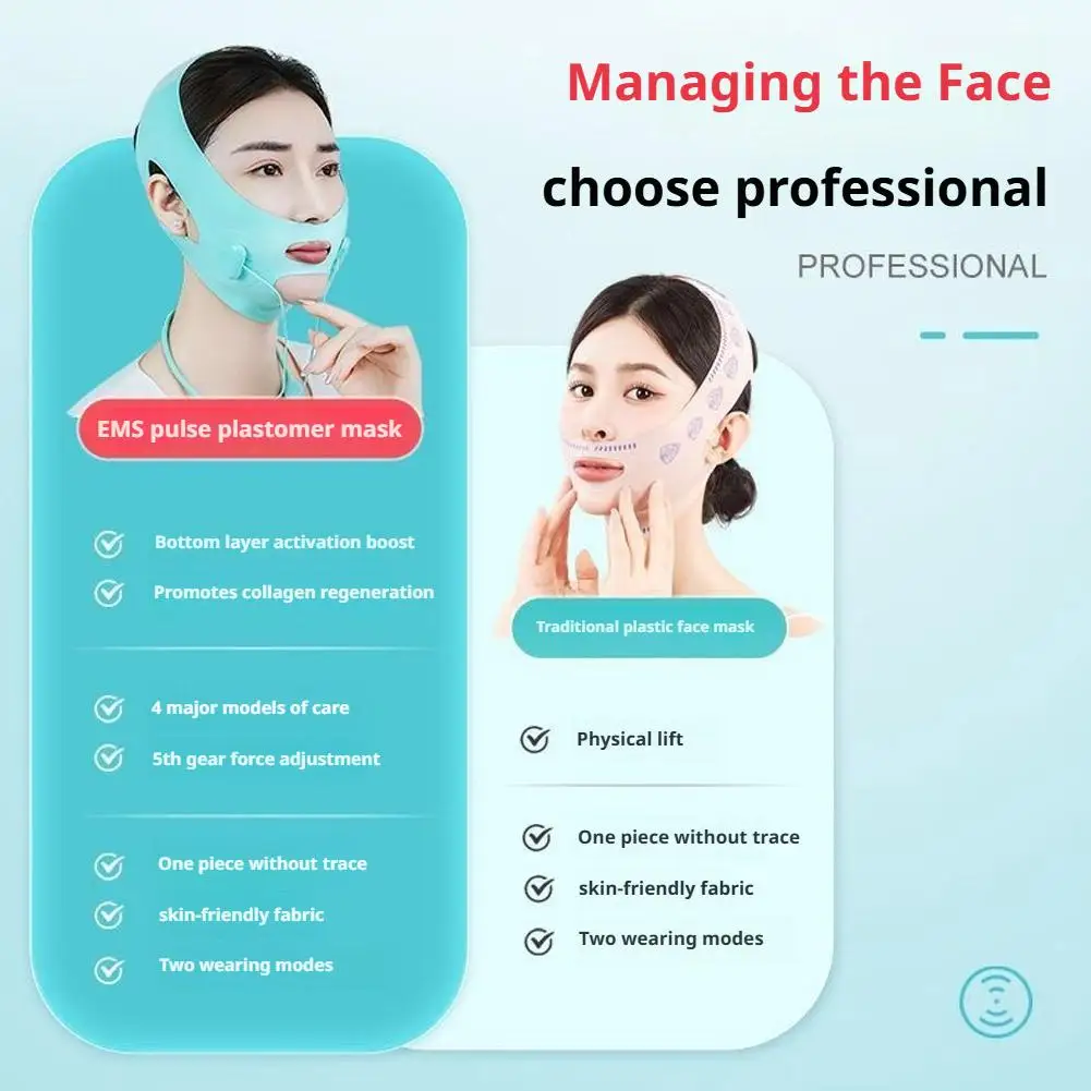 3 in 1 EMSマイクロカレントリフティングVフェイシャルデバイス スマートパルスフェイスシェイピング美容機器 肌引き締めフェイシャルマッサージツール