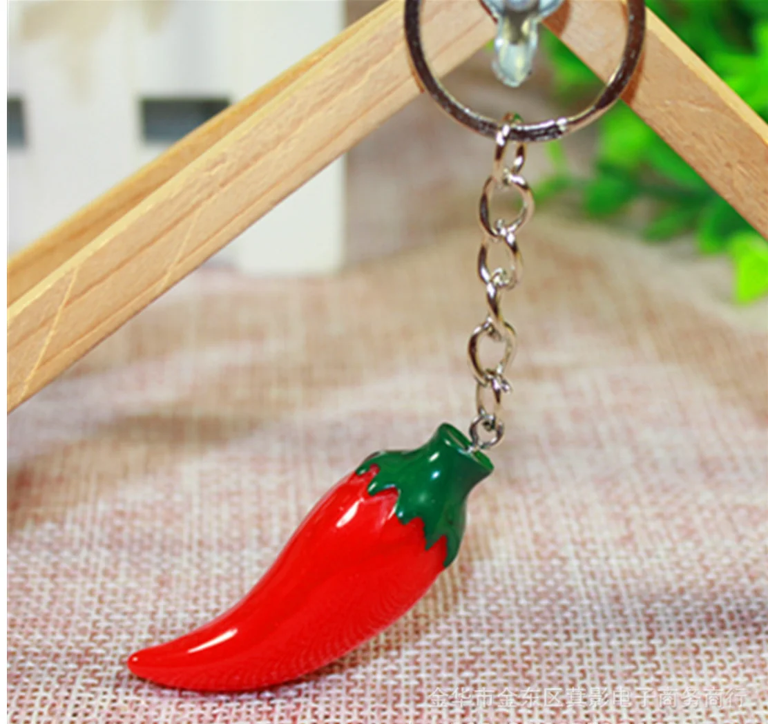 10pcs/lot creative style unisex pepper keychain resin pepper key ring