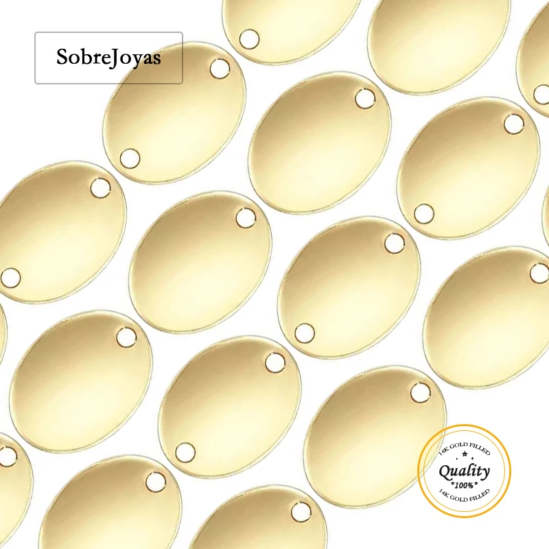 

14K Gold Filled Oval Charm Drop Pendant Quality Tag for DIY Jewelry Making Accessories 14kt Gold Jewelry Findings