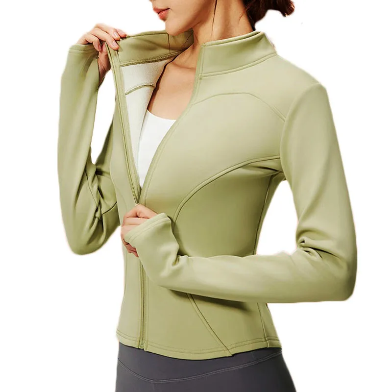 

Aiithuug Thick Fleece Sports Long Sleeve Winter Fall Yoga Jacket Slim Fit Warm Fleece Gym Jacket WomenThumbhole Full Zip Tops