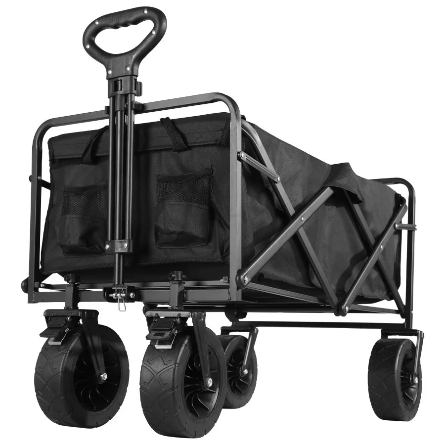 Heavy Duty Large Capacity Fold Wagon Collapsible Folding Utility Beach Cart Wagon Ourdoor Trolley Portable Garden Camping Cart