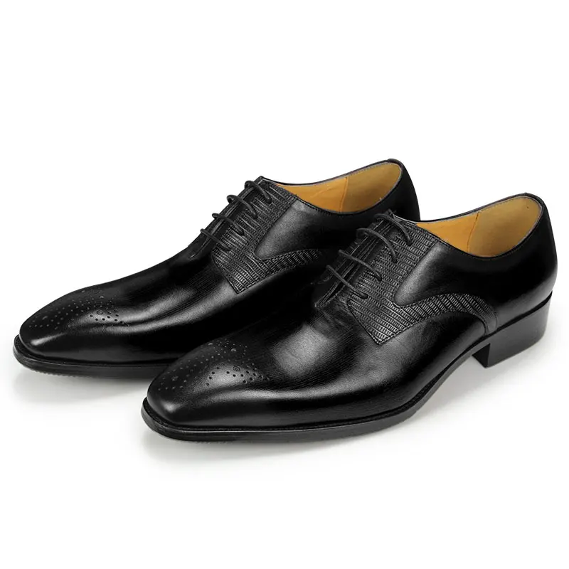 Chaussures de mariage pointues en cuir faites à la main pour hommes, chaussures Derby, affaires, formelles, chaussures carillons décontractées, rouge, haut de gamme