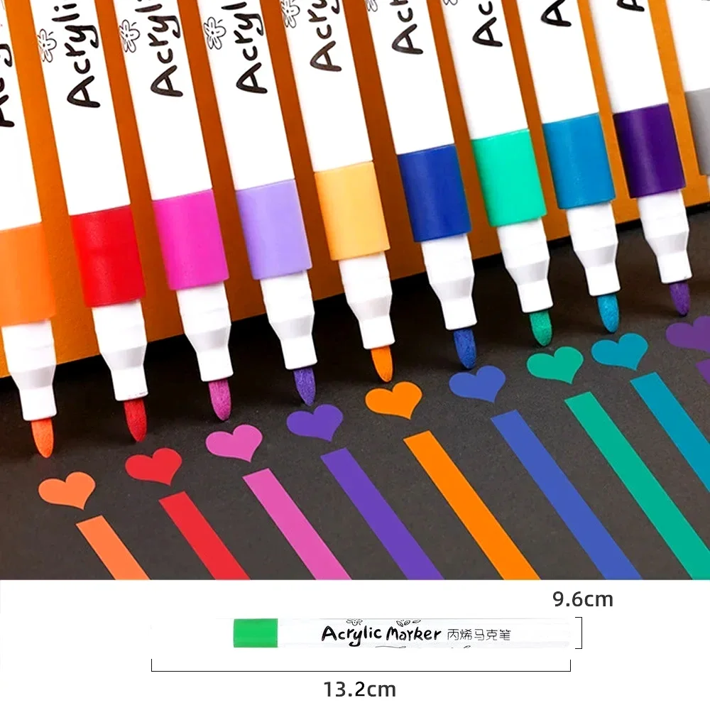 Soft Tip Acrylic Marker Pen Set 12 to 60 Vibrant Colors Waterproof Paint Pen For Children DIY Craft Painting On Stone Glass Wood Fabric