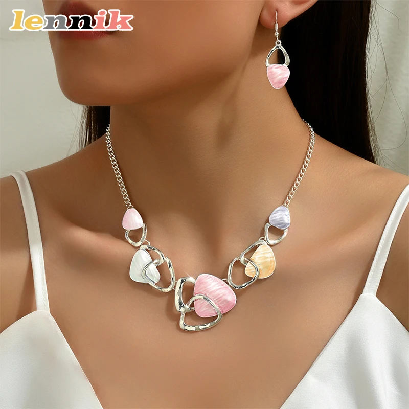 Stilvolles, luxuriöses, rundes LENNIK-Öltropf-Set, hochwertiger Halsreif mit unregelmäßigen Nieten, Damenschmuck, auffällig für Party/Dating