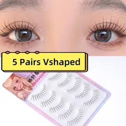 MJ 5 Pairs False Eyelashes A Type Eyelashes Upgraded Lash U-shaped 0.14mm Transparent Stem Soft Natural Eye Lashes Mink