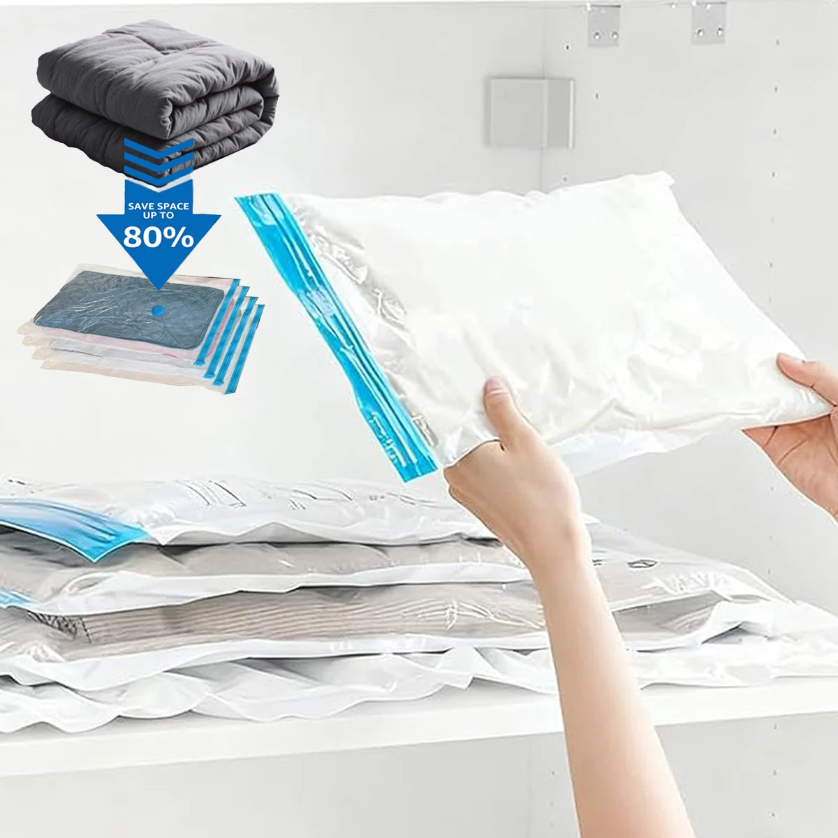 24 Pack Travel Vacuum Storage Bags Hand Roll UP Compression Bags For Clothes amping Essentials, Luggage Packing Organizer