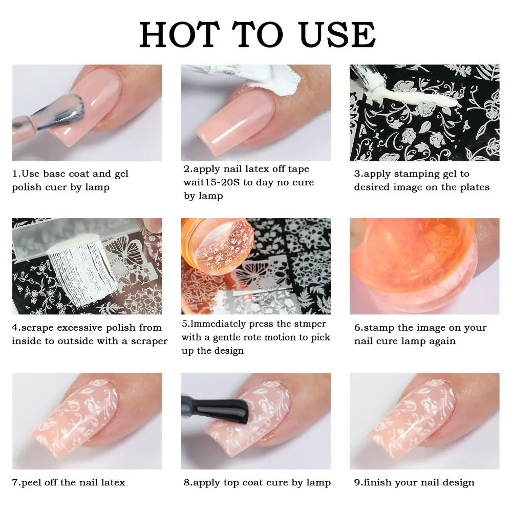 Professional Stainless Steel Nail Printing Plate Manicure DIY Nail Art Stencil Reusable Nail Transfer Template Nail Salon