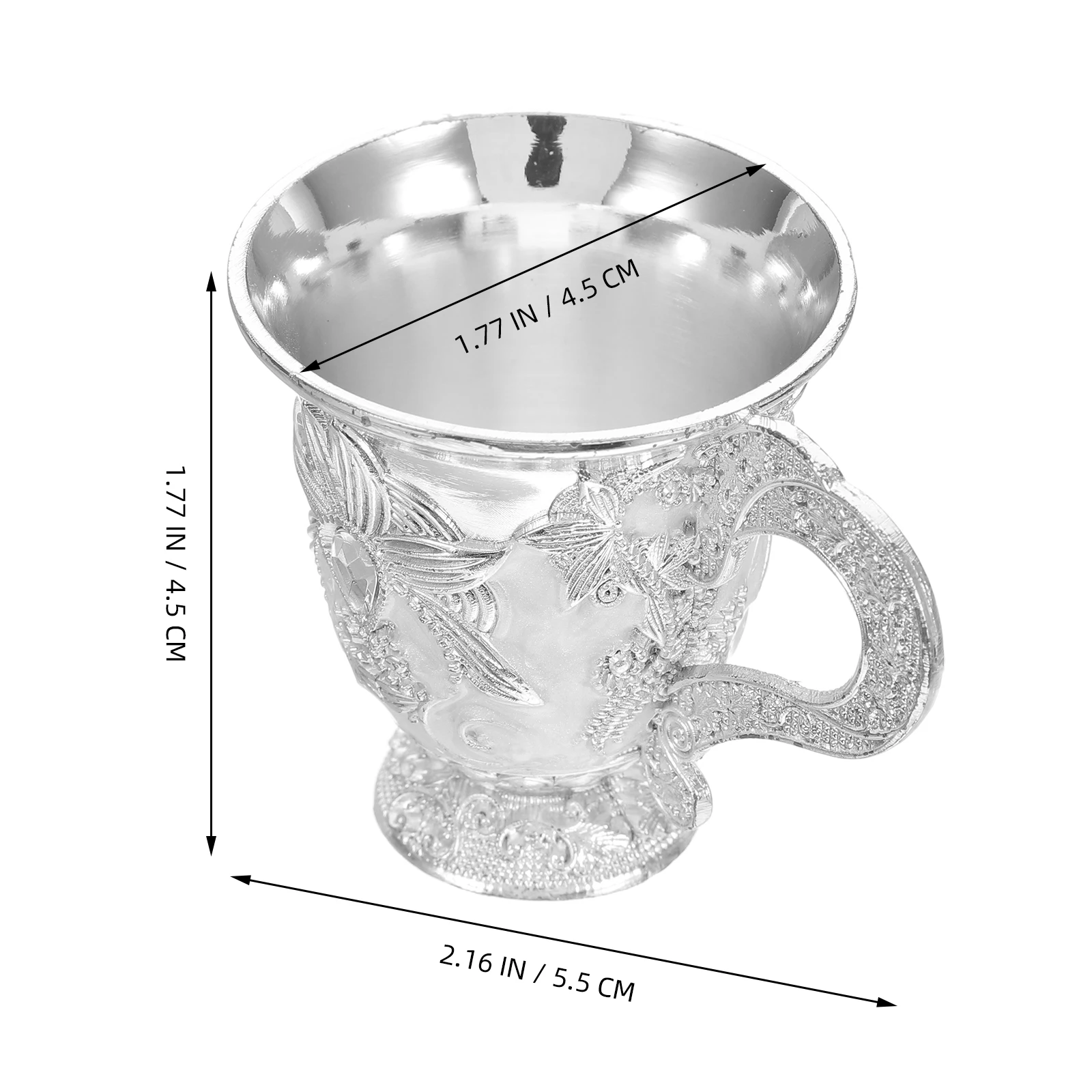 

Embossed Vintage Metal Shot Liquor Cup Retro Wine Goblet Perfect for Parties Picnics Banquets Drinking Cup Metal Goblet