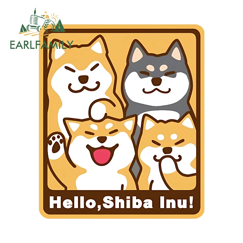 EARLFAMILY 13cm x 7.7cm Cute Dog Car Stickers Personality Cartoon Animal Windshield Decal Custom Printing Laptop Car Accessories