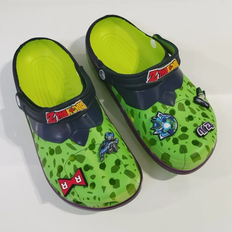 2025 novo quente dragon ball frissa adulto crianças buraco sapatos lazer confortável sapatos de praia não deslizamento chinelos ao ar livre