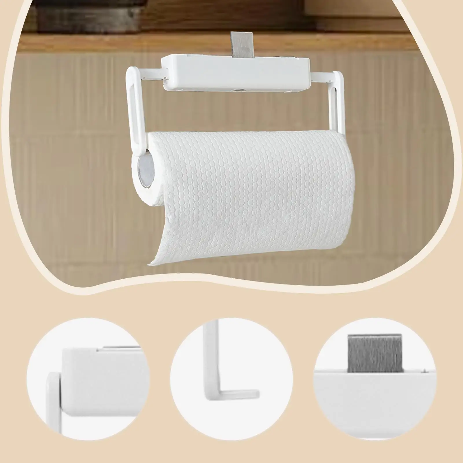 حامل المناشف الورقية، حامل قماش الأطباق، باب خزانة تلسكوبي، بدون مثقاب تحت الحوض للمطبخ والحمام وغرفة الغسيل، رف خرقة