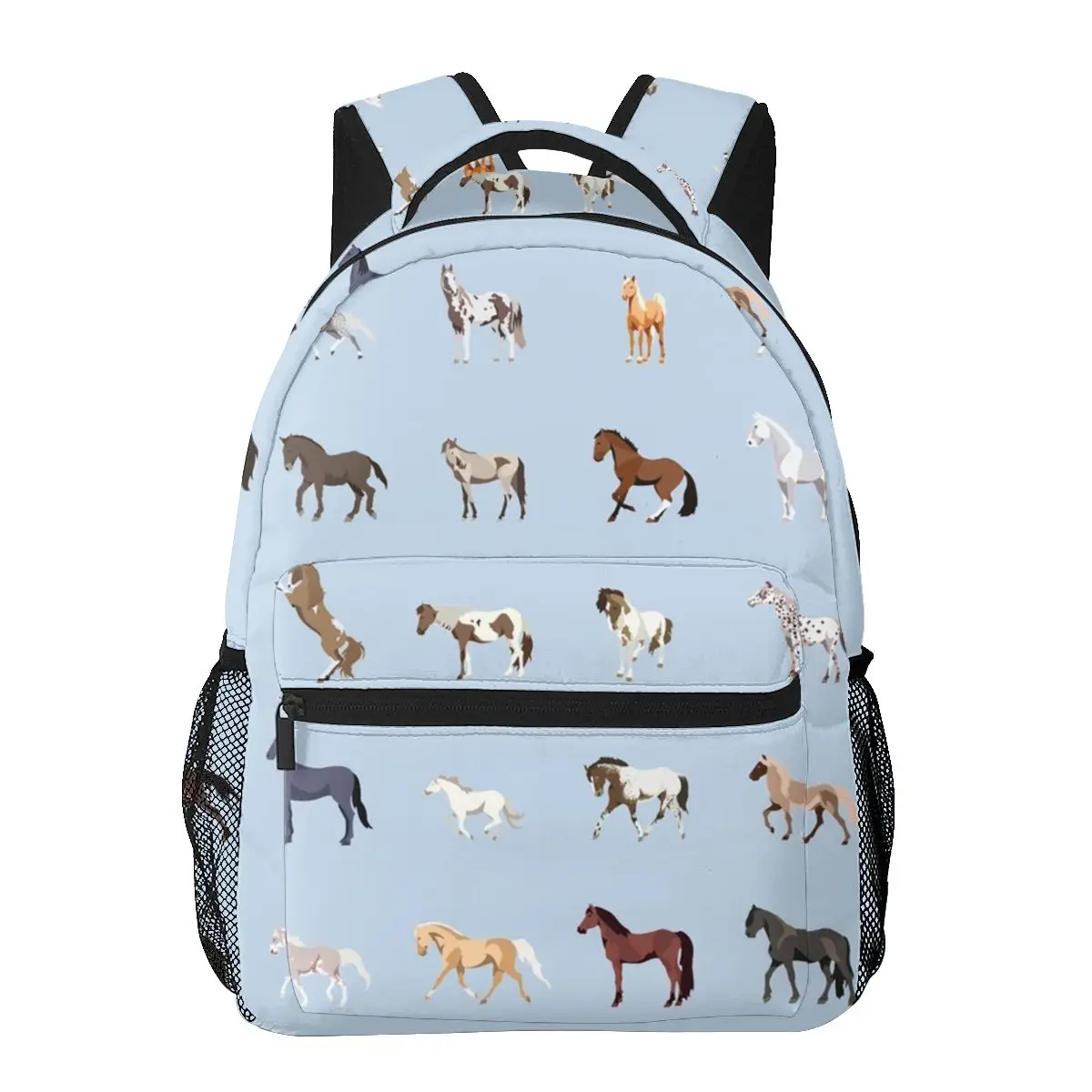 Mochilas con patrón de razas de caballos de EE. UU. Para niños y niñas, mochila escolar de dibujos animados para ordenador portátil, bolso de hombro de gran capacidad