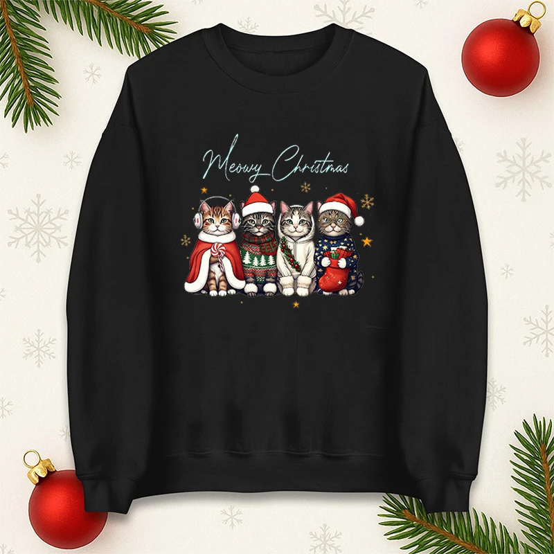 

Christmas Cat Clothing Cat Christmas Sweatshirt Hoodie Funny Graphic Jumper Funny Pattern Sweater Women's Pullover Sport Shirt