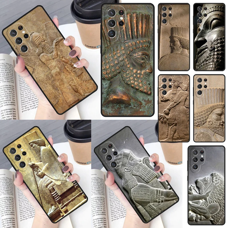 Carving Assyrian Mesopotamian soft Phone Case for Samsung Galaxy S26 Ultra S25 S24 S23 S22 S21 S20 Note10 Plus FE Cover Luxury