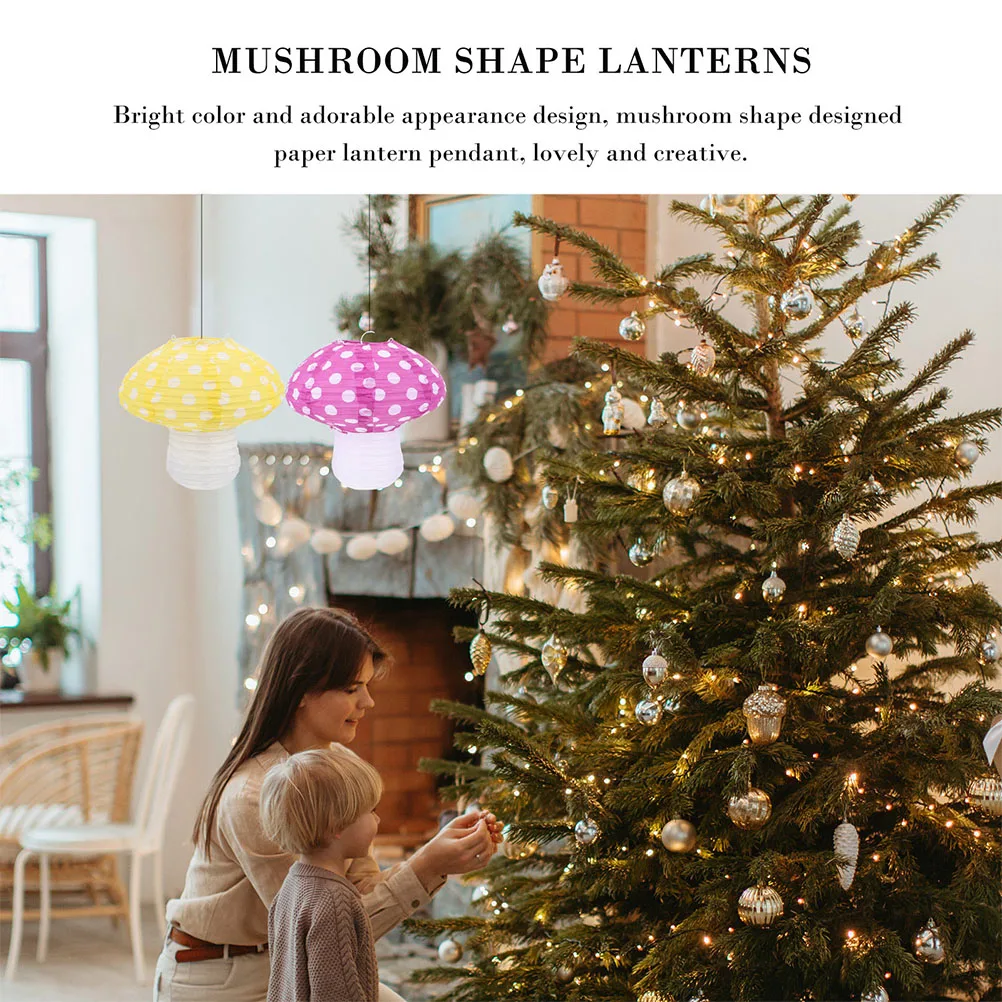 

2 Pcs Lantern Decoration Indoor Lanterns Decorative Cute Hanging Party Mushroom Birthday Celebration