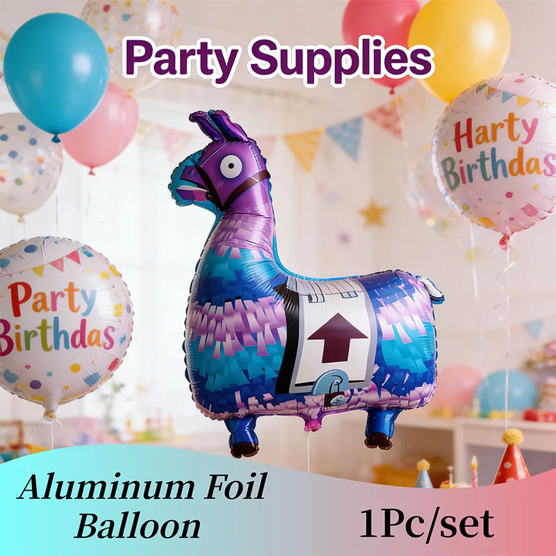 Globos de Aluminio con Diseño de Personajes de Videojuegos, Alpaca y Llama, para Decoración de Fiestas de Cumpleaños y Regalos