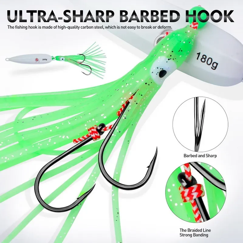 1Pcs Inchiku Jig Lures 40g-200g Slow Metal Jig Luminous Squid Hook Sinking Saltwater Spinning Fishing for Marlin Snapper Grouper view 3