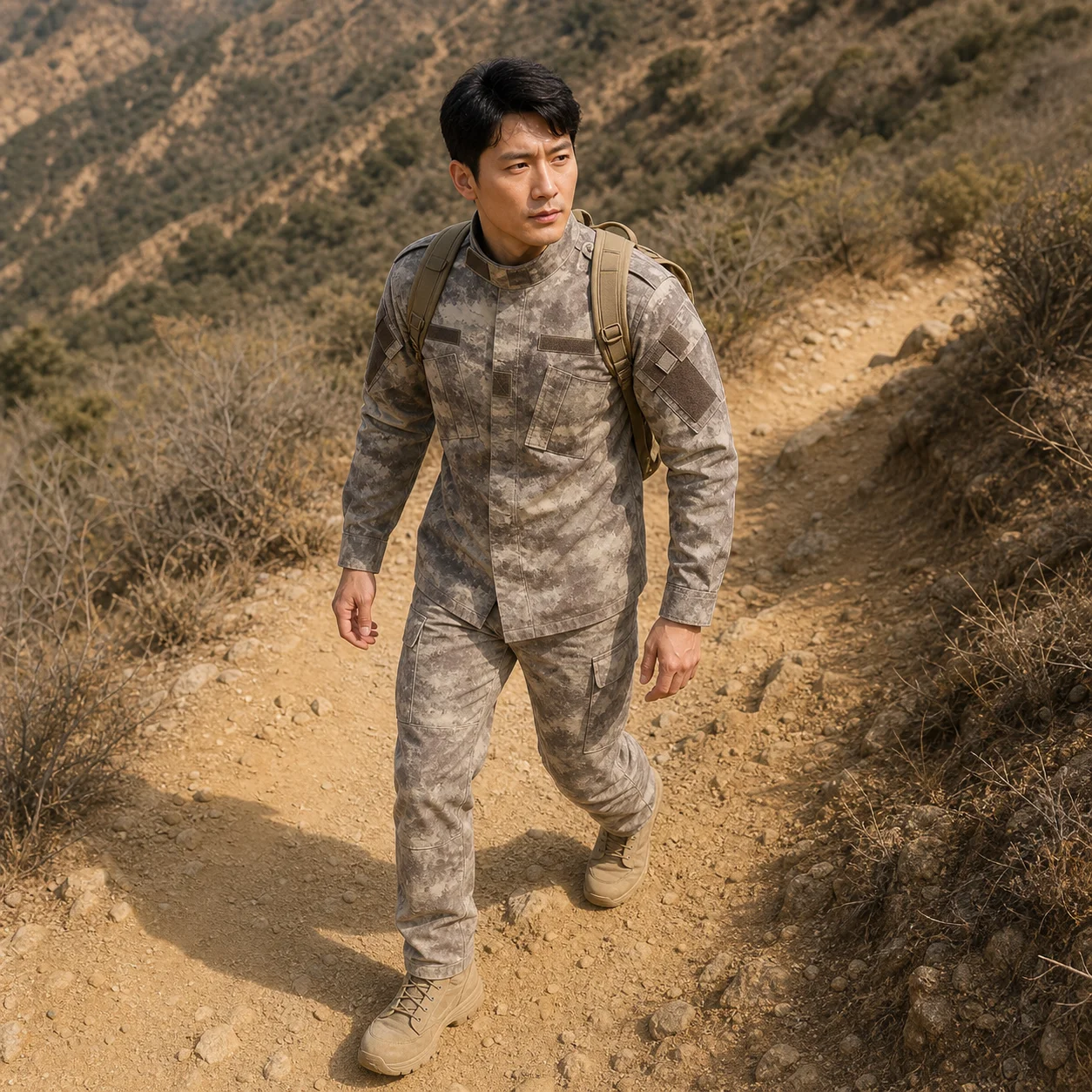 Tactical Camouflage Long Sleeve Suit Set Breathable Anti-scratch Outdoor Training Wear for Military Fans Cotton Blend Spring