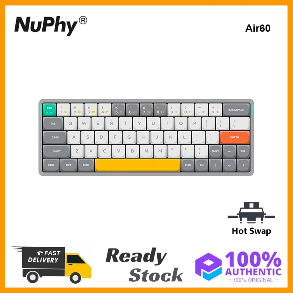 

Nuphy Air60 Portable Wireless Keyboard 60% Low Profile Mechanical Keyboard Supports Bluetooth 5.0 2.4G Wired Windows Mac OS